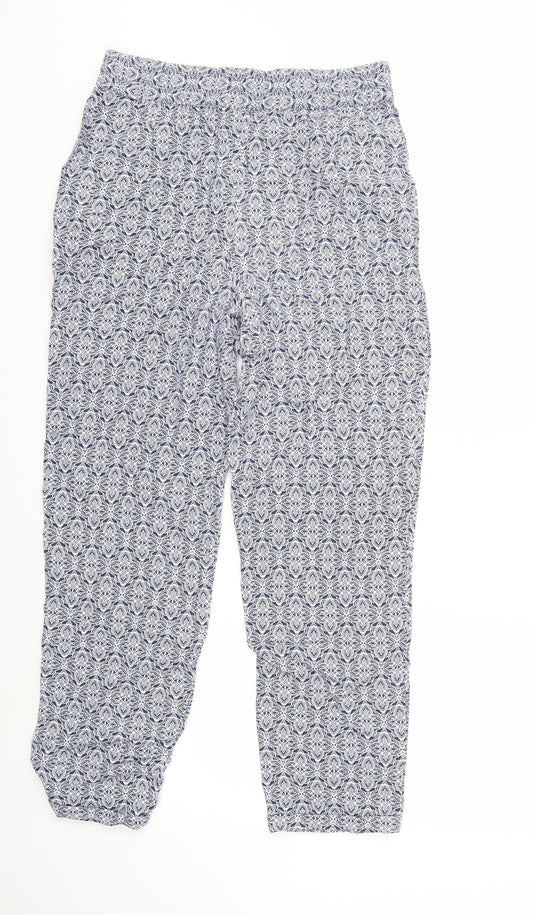 Marks and Spencer Womens Blue Floral Trousers Size 10 L26 in
