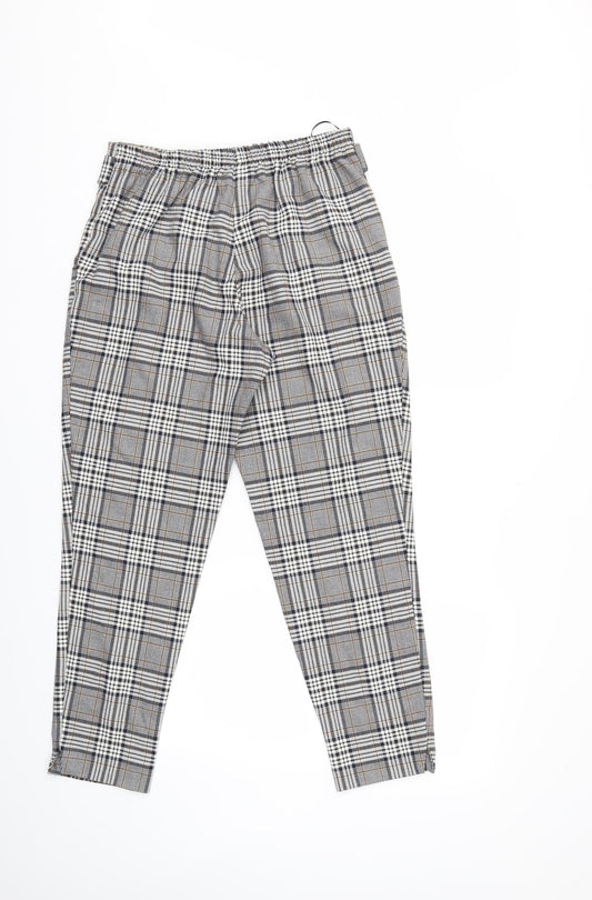 RIVER IS Womens Grey Check Trousers Size 10 L25 in