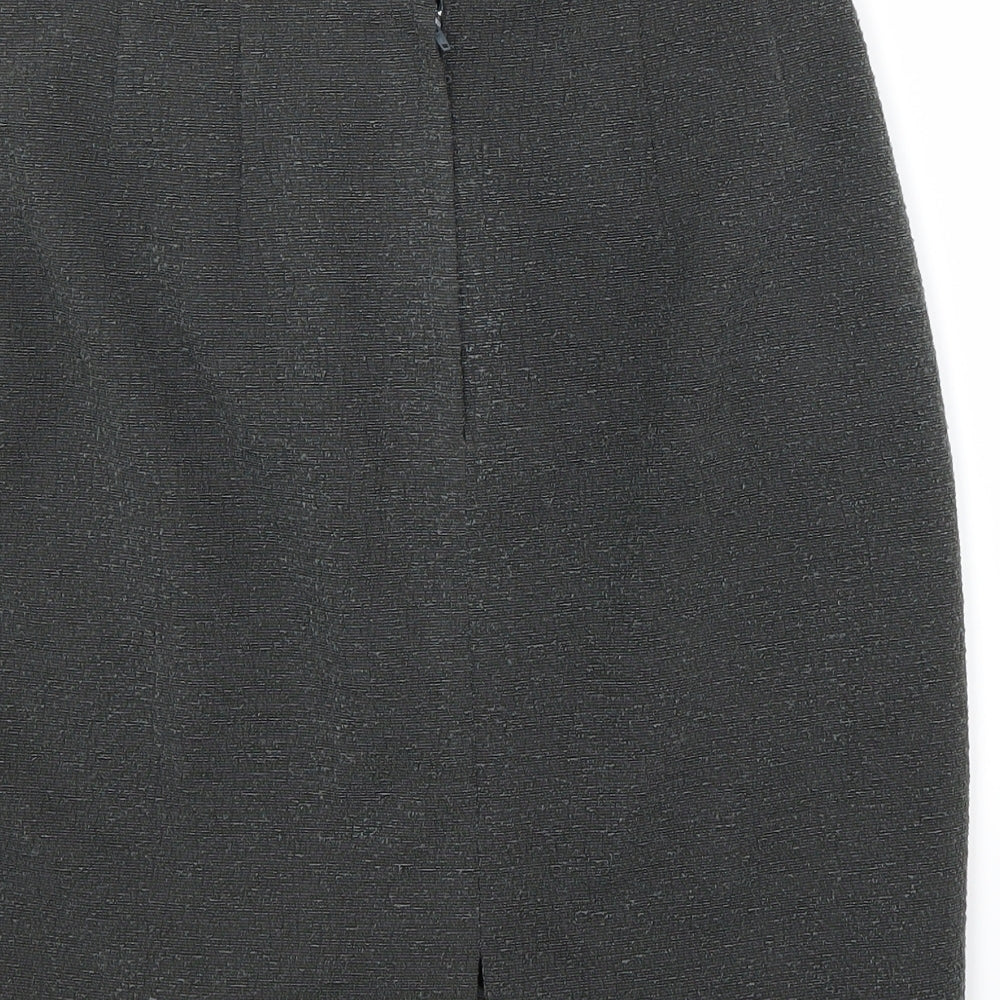 Brand and care label for Preworn women’s green a-line skirt, size UK 12