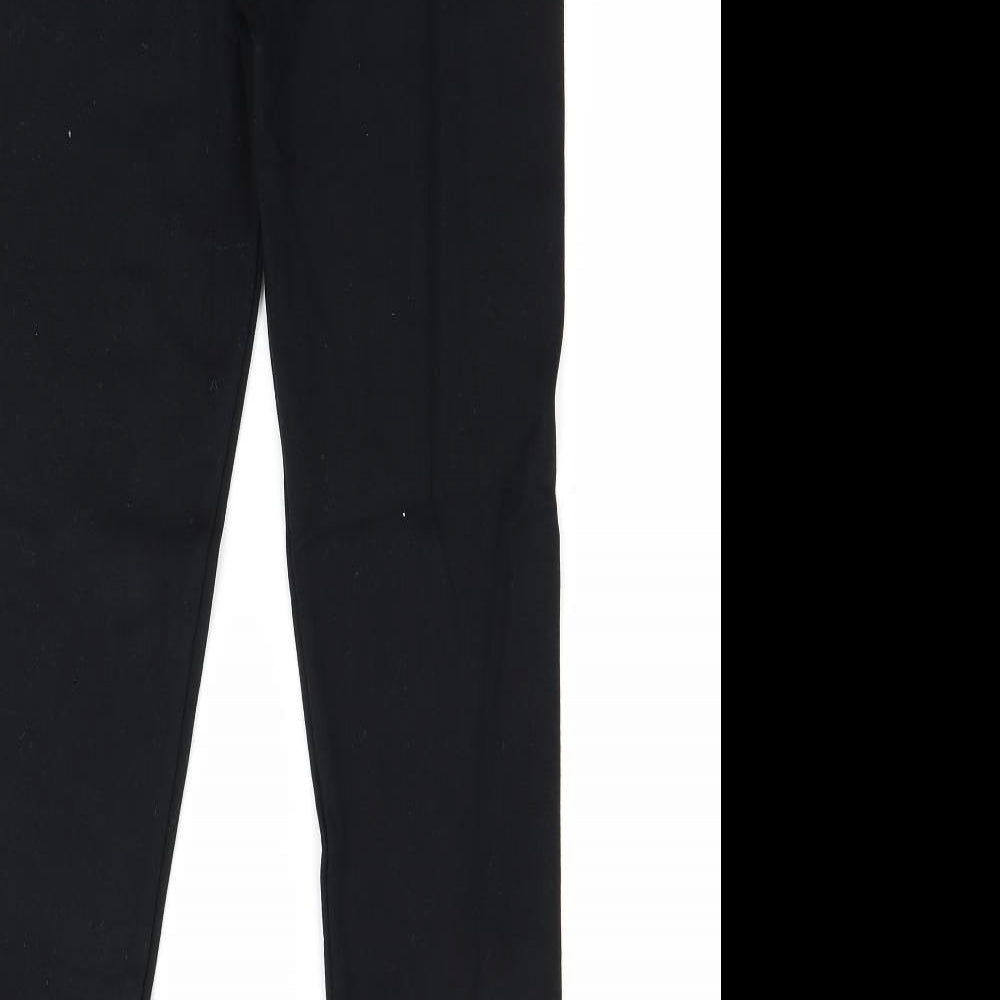 Brand and care label for Dupont` women’s black jogger leggings, size S, 26-inch leg