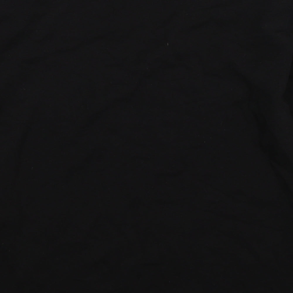 Brand and care label for women’s black pullover sweatshirt, size XL