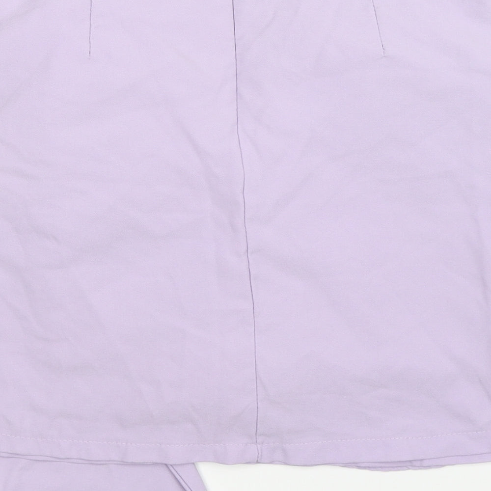 Brand and care label for Bei Sen women’s purple a-line skirt, size UK 28, in