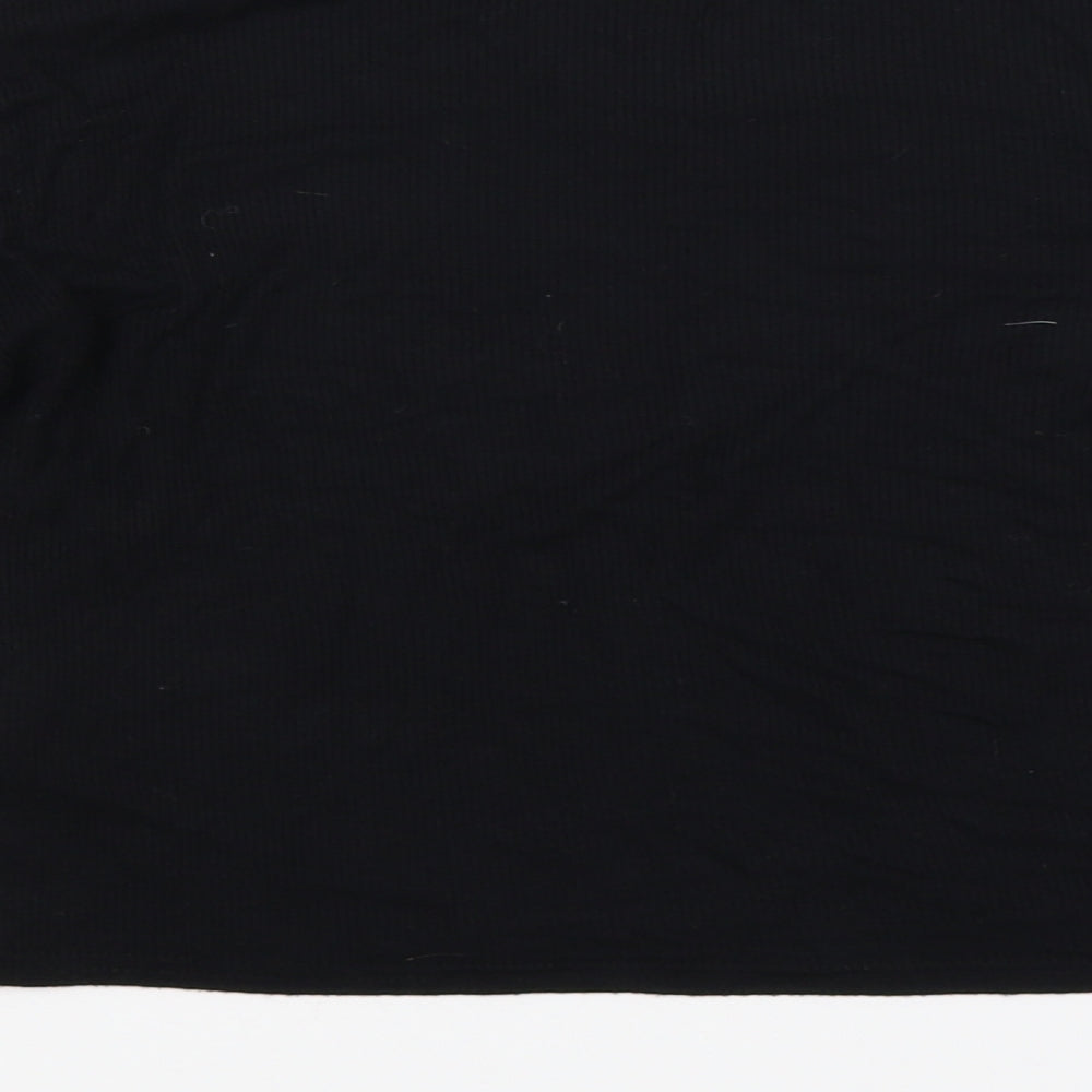 Brand and care label for Quiz women’s black cropped t-shirt, size UK 12