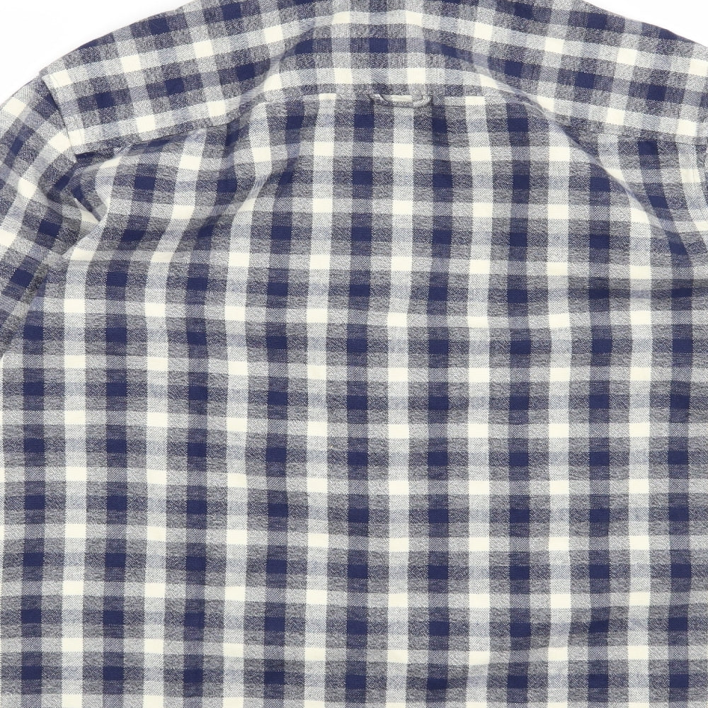 Selected Homme Mens Blue Check Button-Up Size M