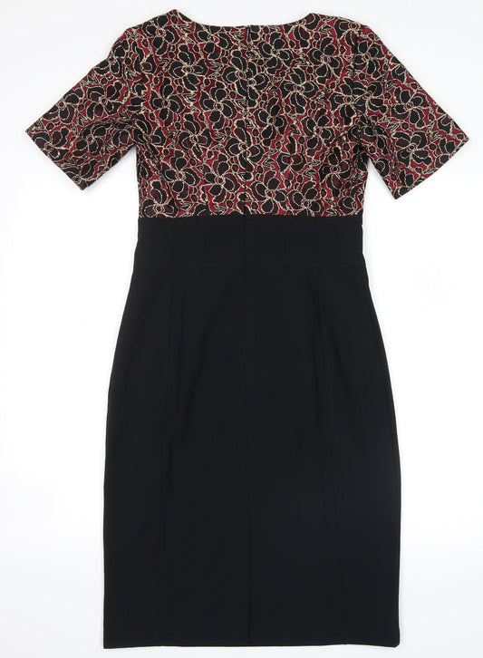 collection london Womens Black Floral Shirt Dress Size 8