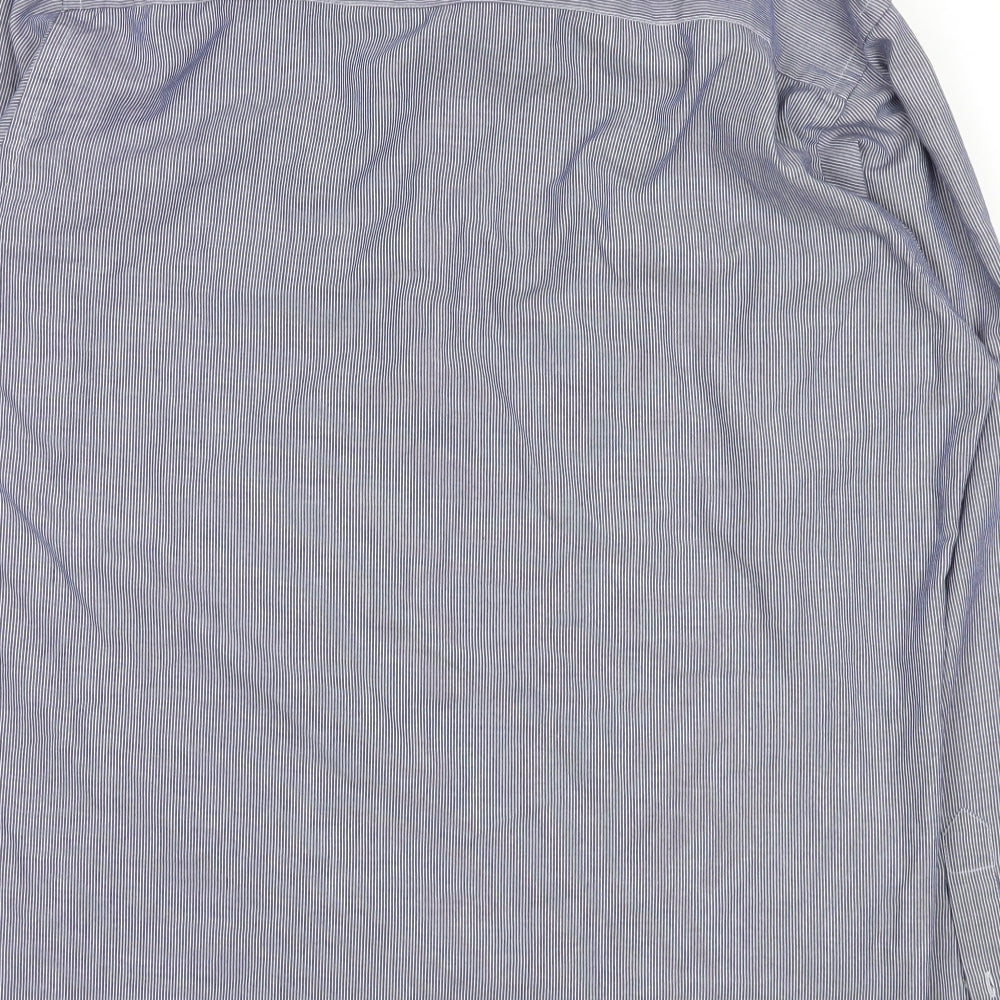 cedarwood Mens Blue Striped Button-Up Size 15