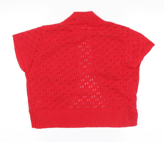 glamarose Womens Red Cardigan Jumper Size 12