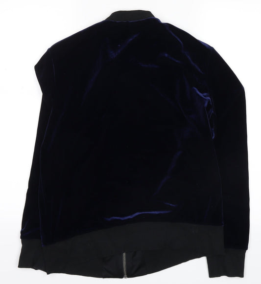 Very Womens Blue Velvet Full Zip Sweatshirt Size 14