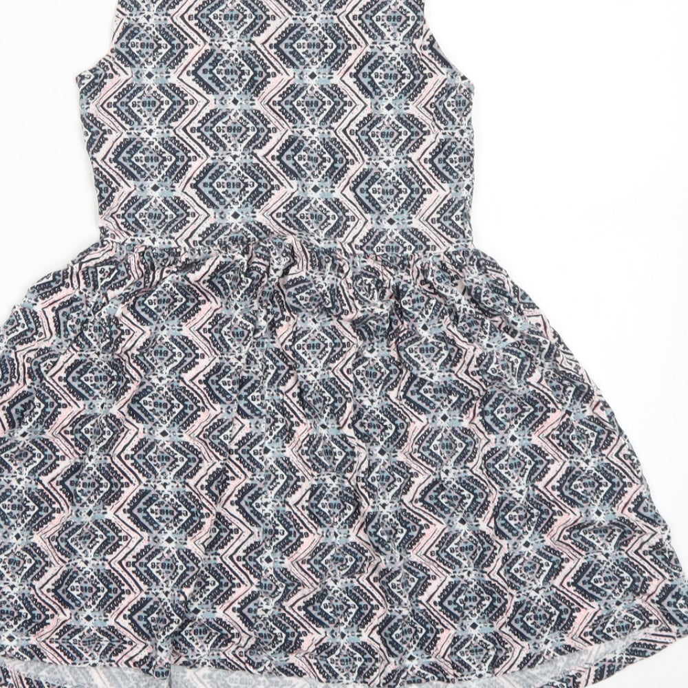 Primark Girls Blue Geometric A-Line Size 8-9 Years
