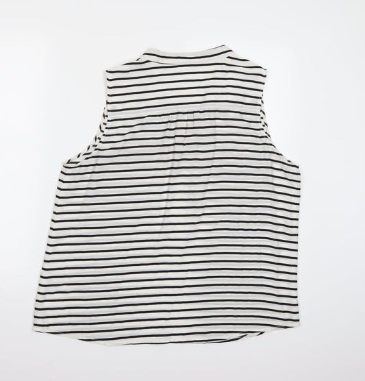 Rockmans Womens White Striped Basic Blouse Size 16