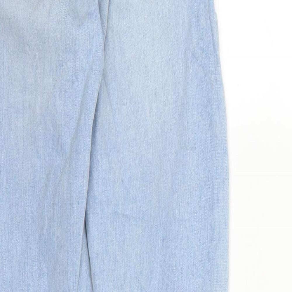 Brand and care label for Denim co. women’s blue denim skinny jeans, size UK 6, 28-inch leg