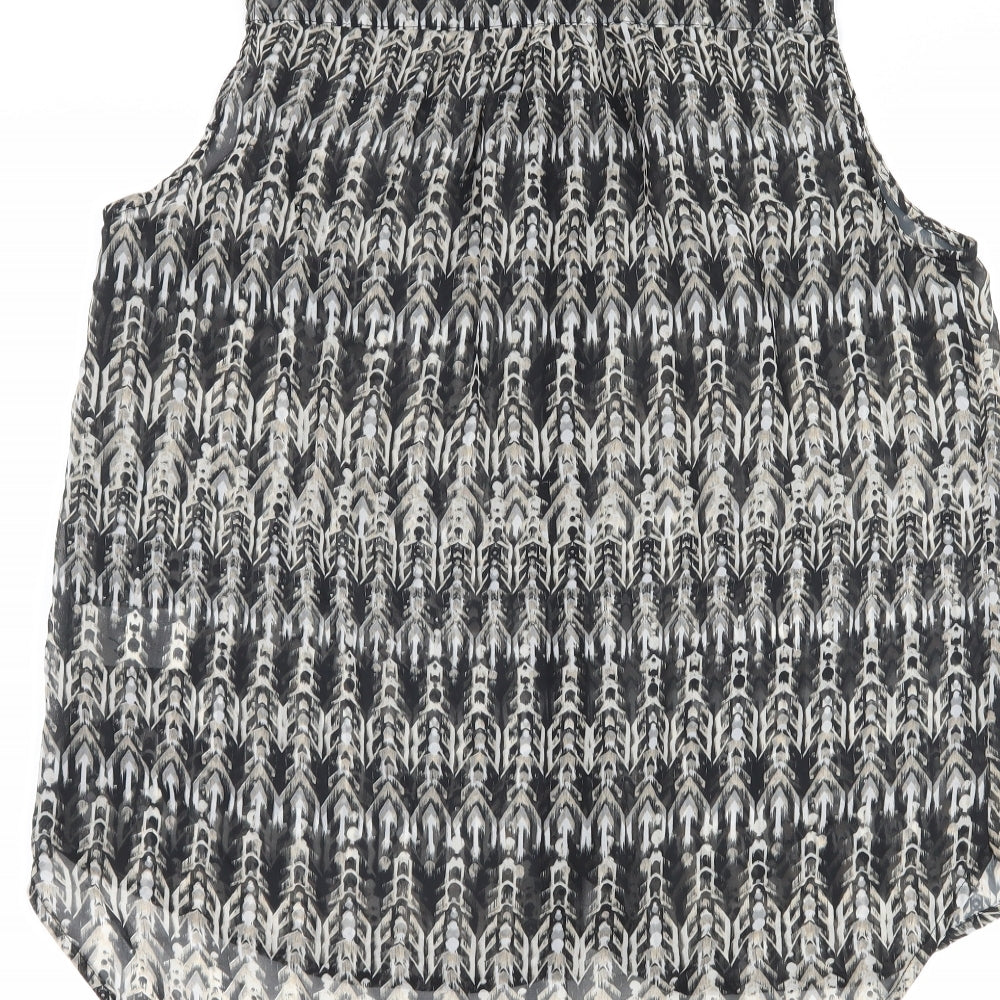 H&M Womens Grey Geometric Basic Button-Up Size 8