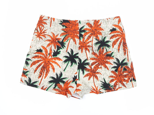urmoda Womens Beige Floral Hot Pants Shorts Size L