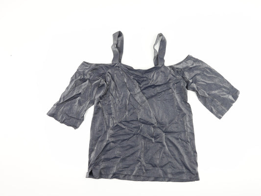 NEXT Womens Silver Basic T-Shirt Size 8 - Cut Out Shoulder