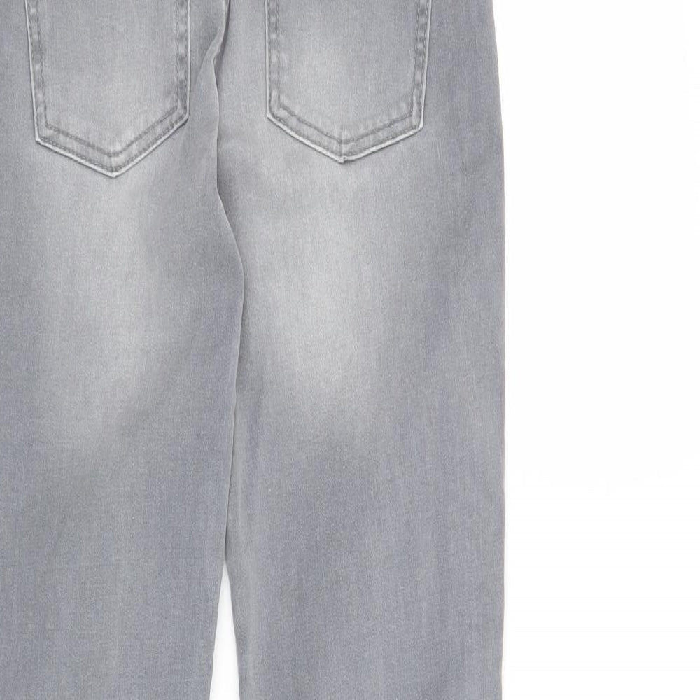Brand and care label for Denim & Co. girls’ grey skinny jeans, size 11-12, years