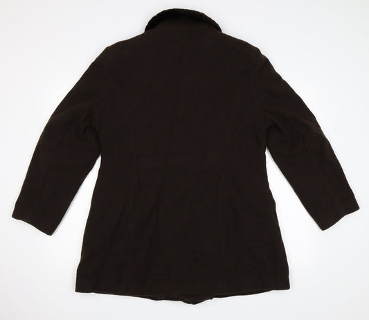 Richards Womens Brown Pea Coat Coat Size 14