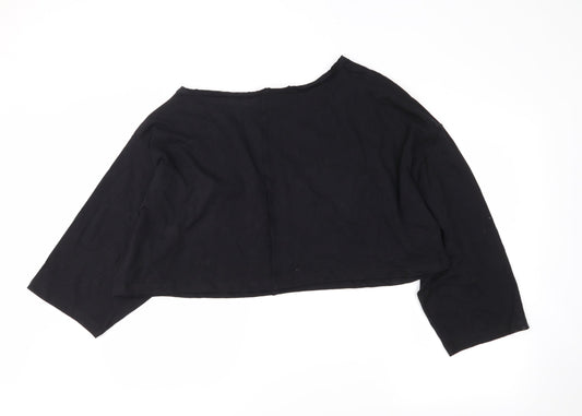 Boohoo Womens Black Cropped T-Shirt Size 12