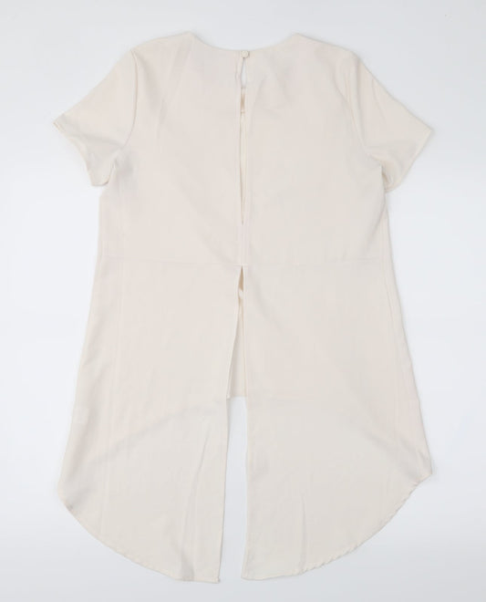 Glamorous Womens Beige Basic Blouse Size 10