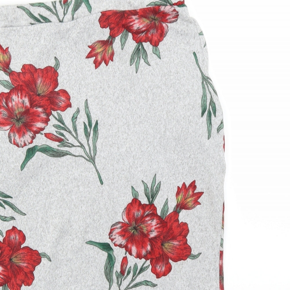 Brand and care label for mshll girl women’s grey floral straight & pencil skirt, size XS