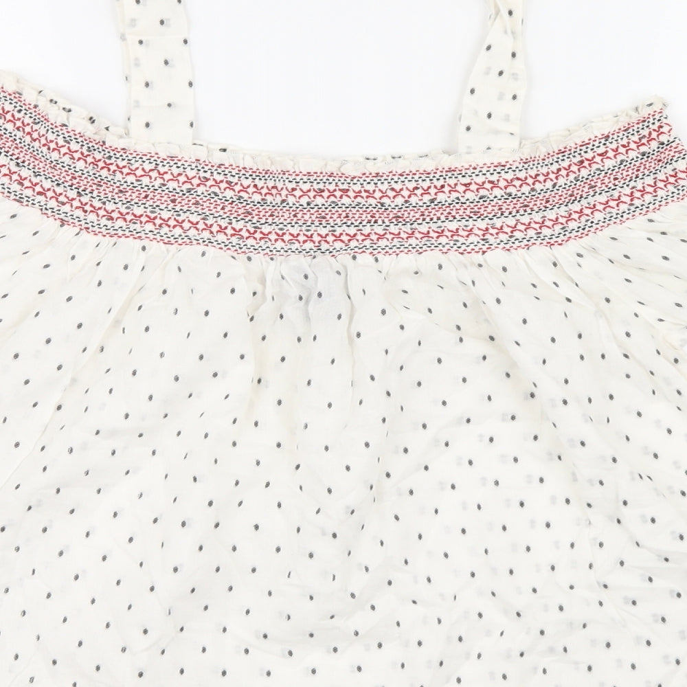 New Look Womens White Geometric Basic Blouse Size 12