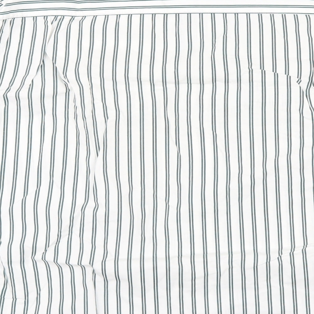 Brand and care label for BHS men’s green striped button-up, size S