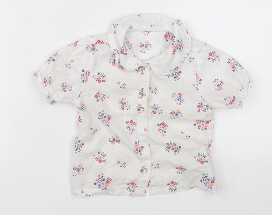 Additional front view of Nutmeg girls’ white floral cami pyjama top, size 9-12, months