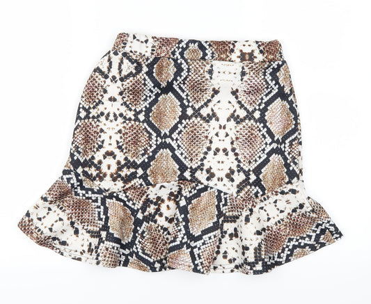 pretty Little Thing Womens Brown Striped Mini Skirt Size 10