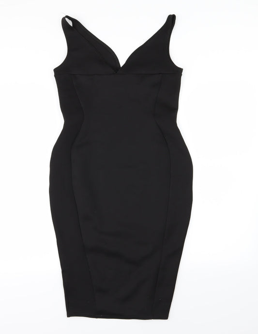 Amaya Womens Black Floral Bodycon Size 12