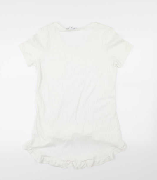 NEXT Womens White Jersey Basic T-Shirt Size 8 - Dipped Hem