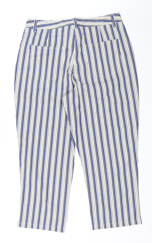 Cocoon Womens Beige Striped Trousers Size 16 L25 in