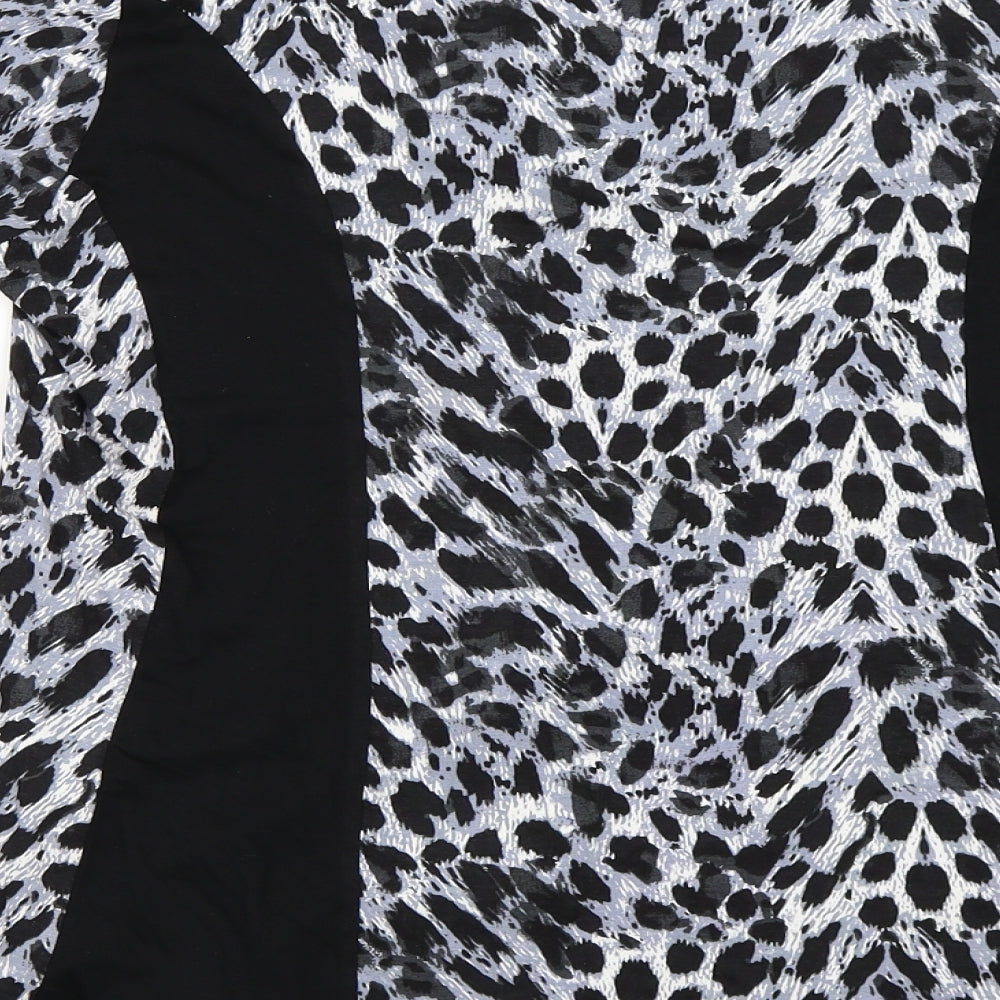 Brand and care label for Annabelle women’s black animal print basic t-shirt, size UK 16
