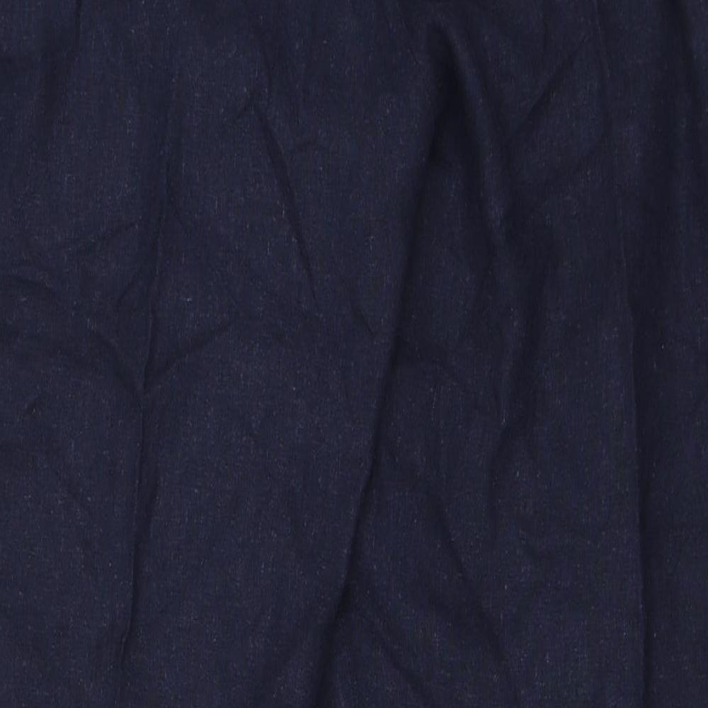 Brand and care label for Autonomy women’s blue trousers, size UK 16, 29-inch leg
