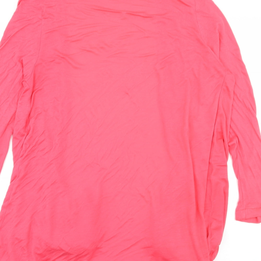 Brand and care label for TG women’s pink jersey cardigan jumper, size UK 16