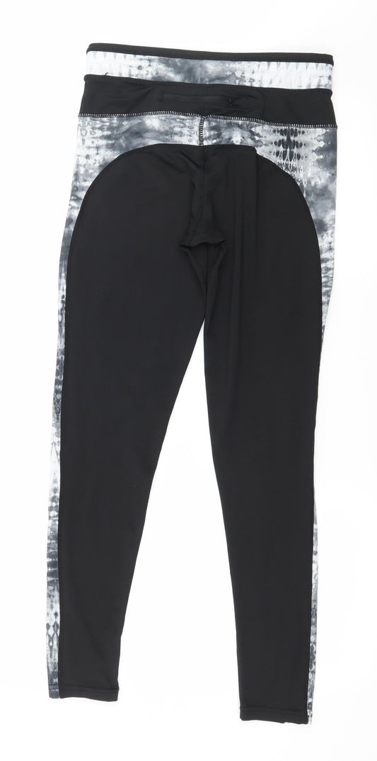 WORKOUT Womens Black Striped Pedal Pusher Leggings Size 10 L28 in