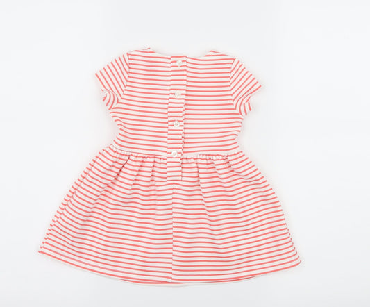 Young Dimension Girls Pink Striped Jersey Skater Dress Size 12-18 Months
