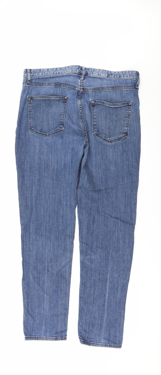 Back view of Gap women’s blue denim skinny jeans, size UK 30, in, 29-inch leg
