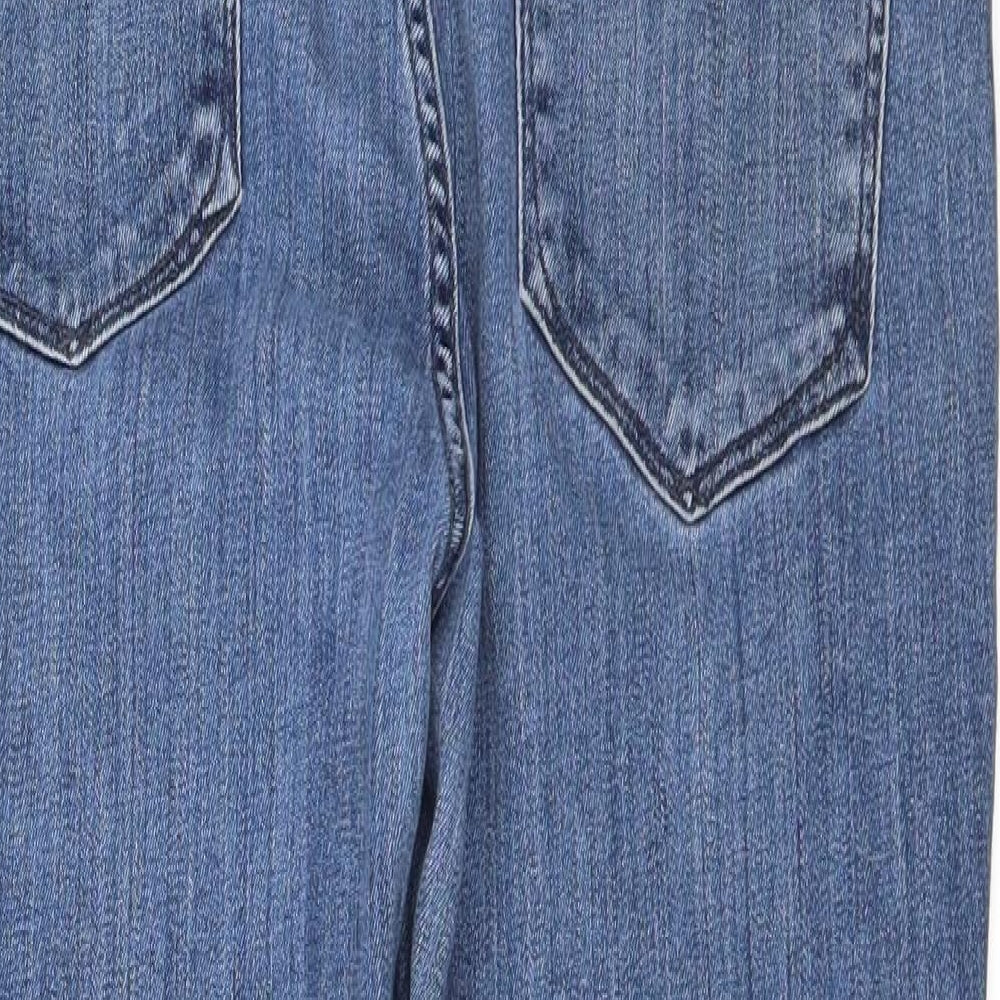 Brand and care label for Gap women’s blue denim skinny jeans, size UK 30, in, 29-inch leg