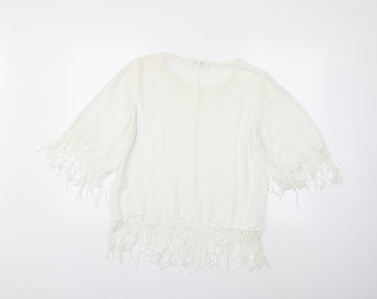 Glamorous Womens White Basic Blouse Size 12