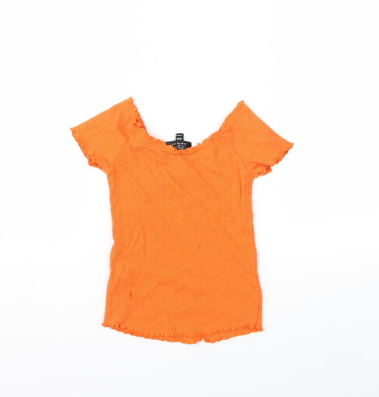 Topshop Womens Orange Basic T-Shirt Size 8
