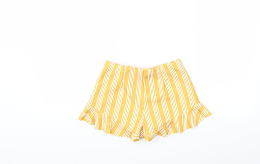 New Look Girls Yellow Striped Bermuda Shorts Size 10 Years