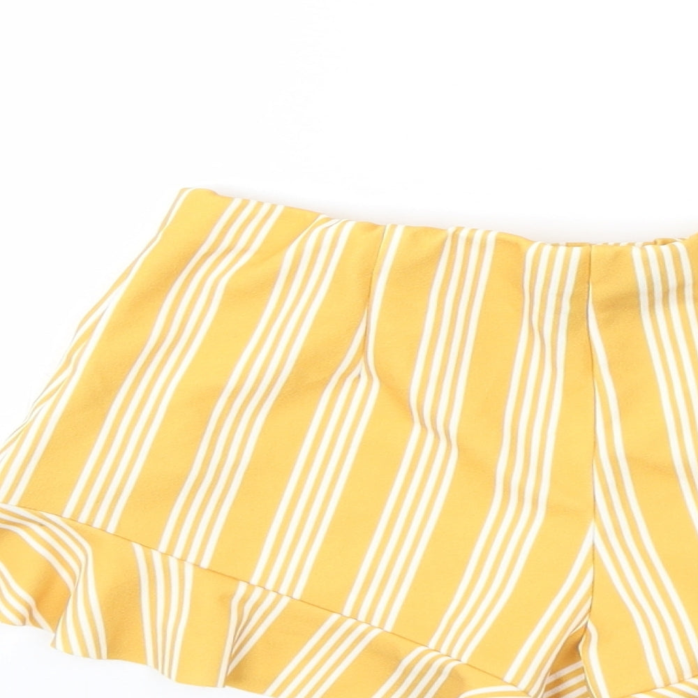 New Look Girls Yellow Striped Bermuda Shorts Size 10 Years