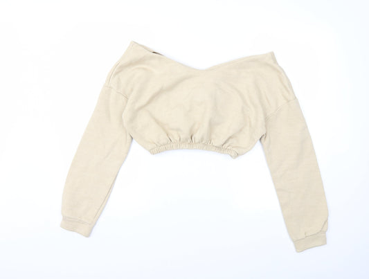 PRETTYLITTLETHING Womens Beige Pullover Sweatshirt Size S
