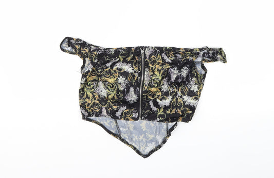 Prettylit Womens Black Floral Basic Blouse Size 10