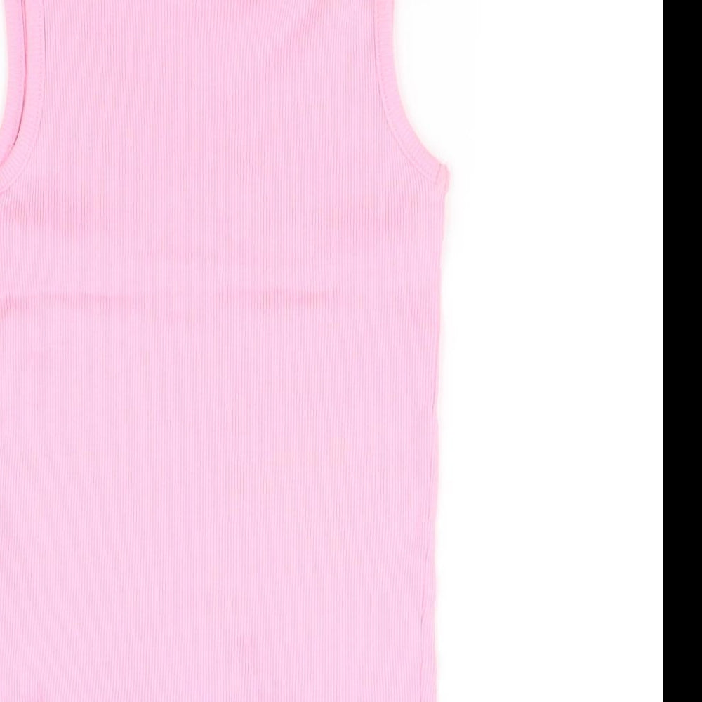 Brand and care label for George girls’ pink jumper, size 6-7, years