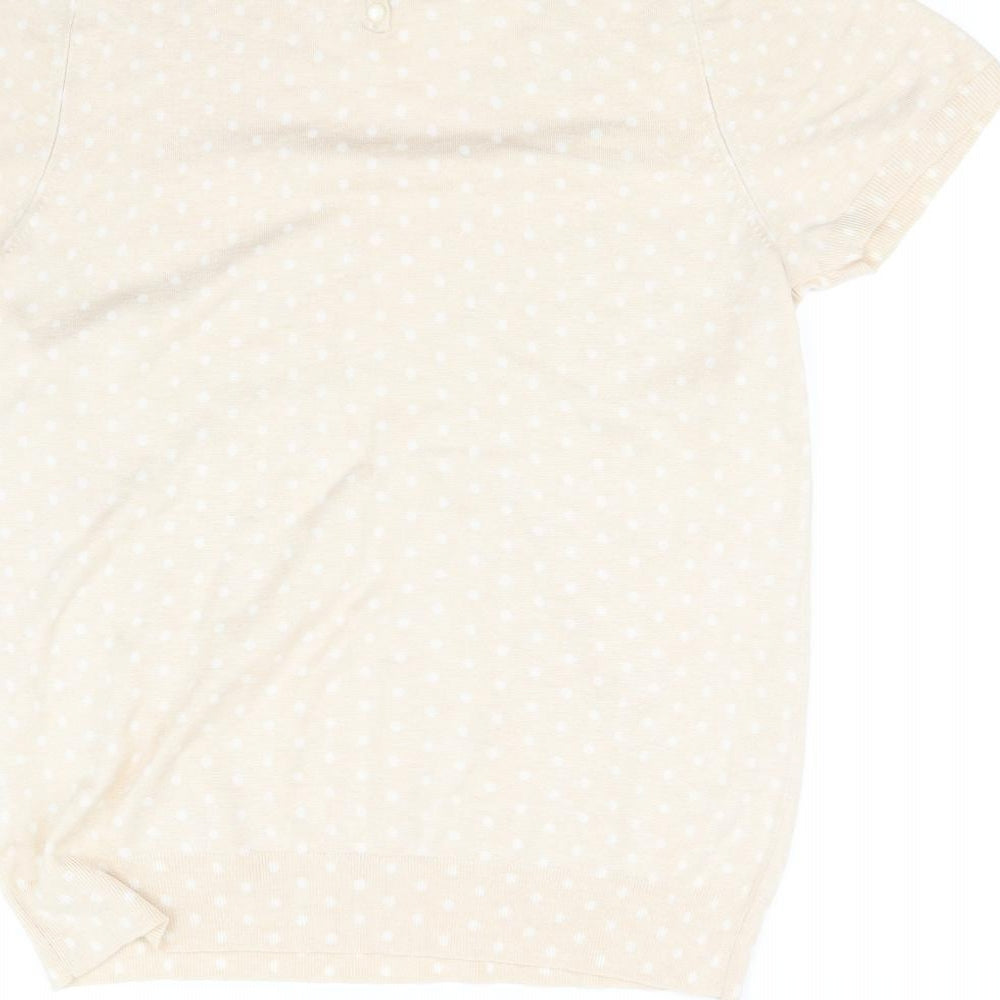 Brand and care label for Marks & Spencer women’s beige jumper, size UK 16