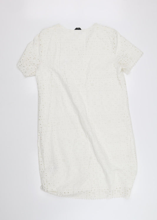 M&Co Womens White Fit & Flare Size 12