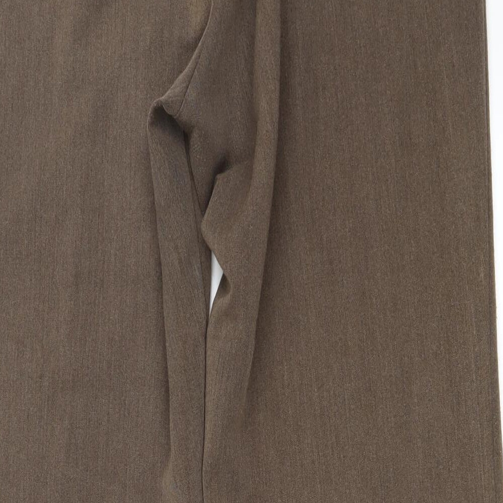 Brand and care label for Bonmarché women’s brown trousers, size UK 18, 27-inch leg