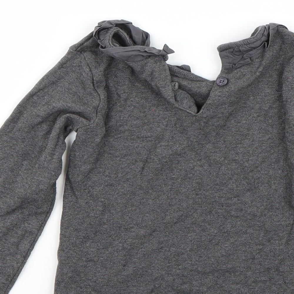 Brand and care label for Next girls’ grey basic t-shirt, size 2-3, years