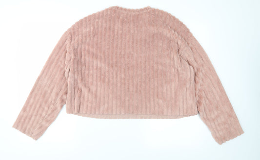 Zara Womens Pink Fleece Pullover Sweatshirt Size M
