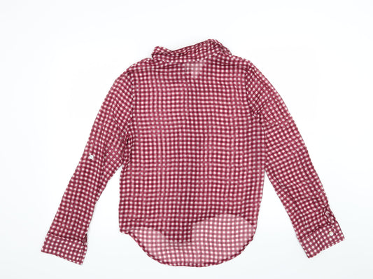Preworn Womens Purple Check Basic Blouse Size S